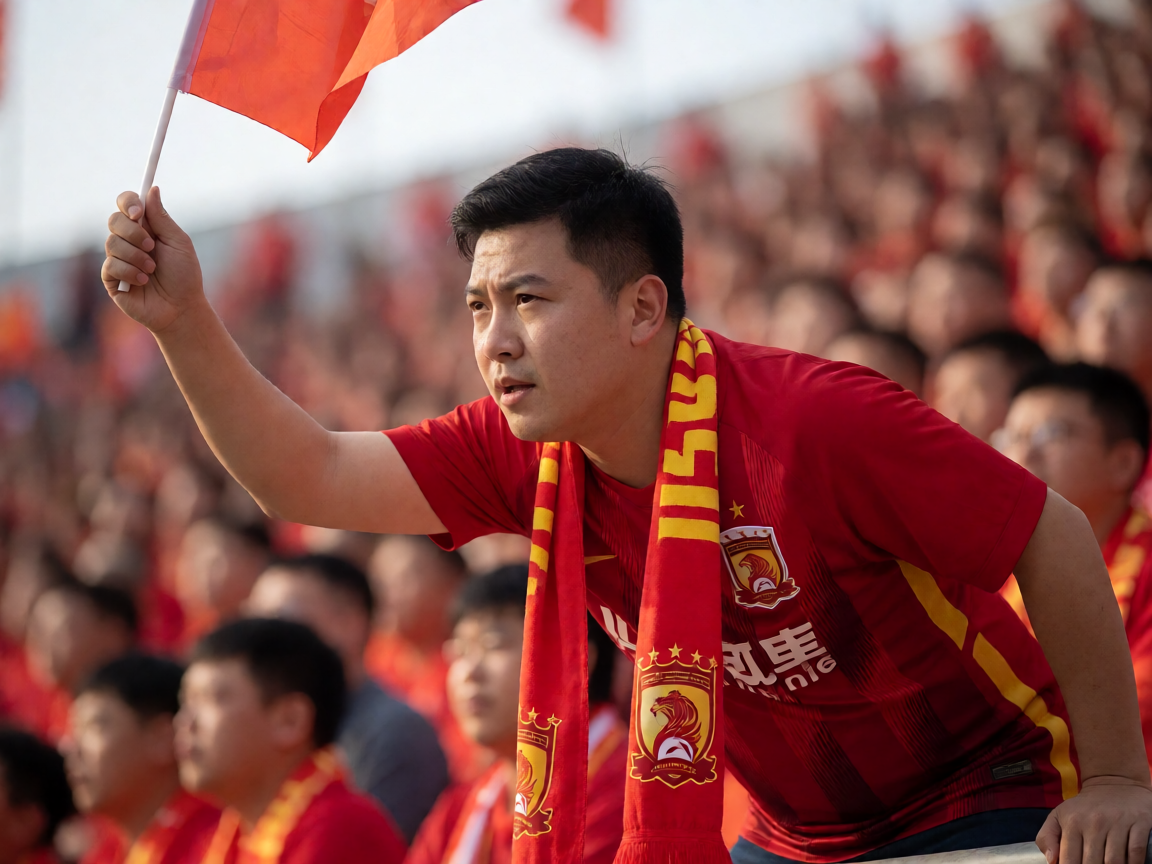 球迷在球场比赛现场助威画面